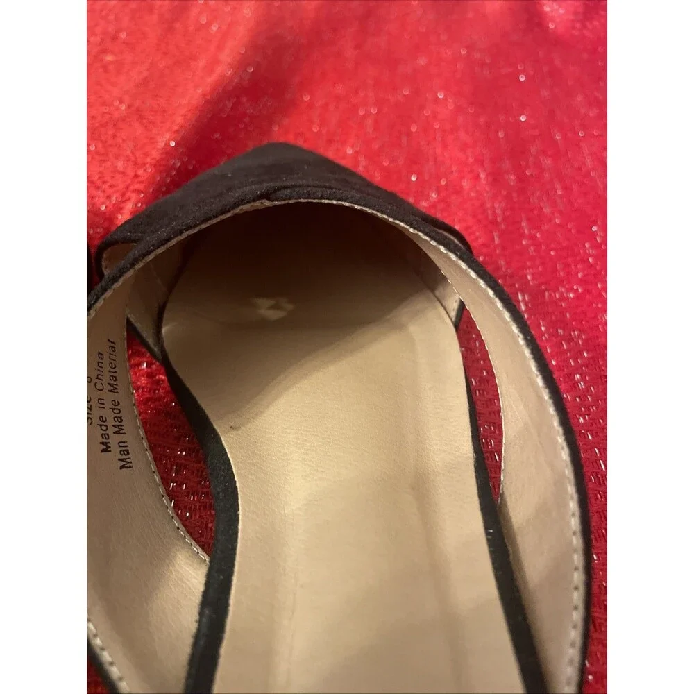 Womens Black Dress Shoes Size 8.5 Flat Slip-ons Suede Pointed Toe